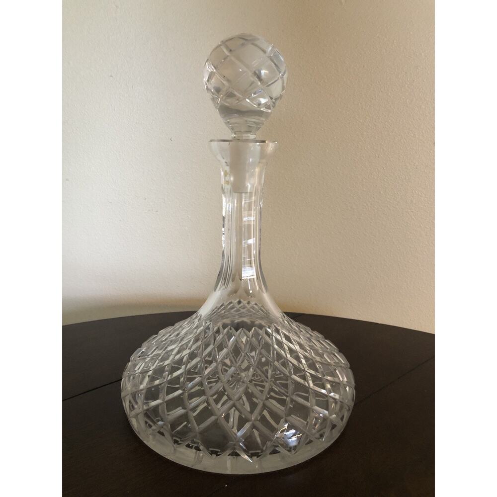 Crystal Captains Ship Liquor Decanter, Vintage, Large, Cut Crystal
